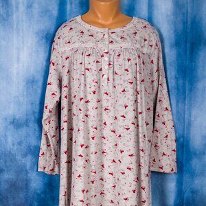 Secret Treasures Gray w Cardinals Long Nightgown Size 3X